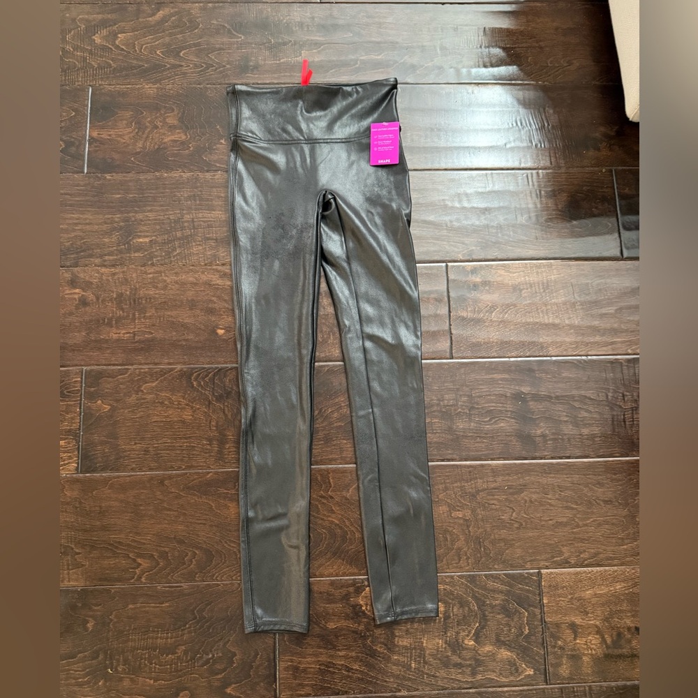 Spanx black faux leather NWT size small
